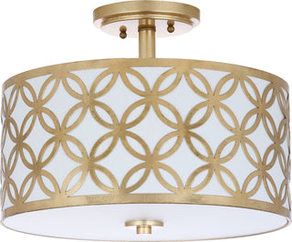 Safavieh Cecily Leaf Trellis 3 Light 15-Inch Dia Gold Flush Mount Lamp Mirror 