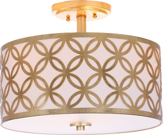 Safavieh Cecily Leaf Trellis 3 Light 15-Inch Dia Gold Flush Mount Lamp Mirror main image