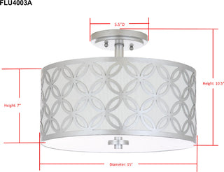 Safavieh Cecily Leaf Trellis 3 Light 15-Inch Dia Silver Flush Mount Lamp Mirror 