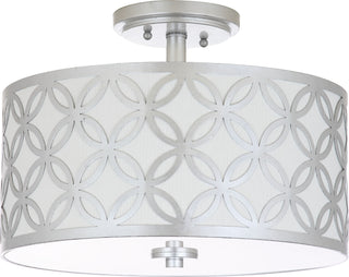 Safavieh Cecily Leaf Trellis 3 Light 15-Inch Dia Silver Flush Mount Lamp Mirror 