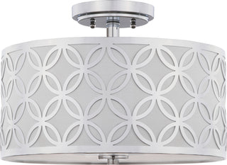 Safavieh Cecily Leaf Trellis 3 Light 15-Inch Dia Chrome Flush Mount Lamp Mirror 