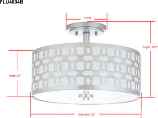 Safavieh Cedar Linked 3 Light 15-Inch Dia Silver Flush Mount Lamp 