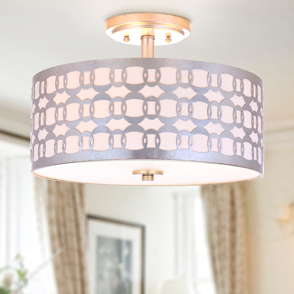 Safavieh Cedar Linked 3 Light 15-Inch Dia Silver Flush Mount Lamp  Feature