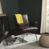 Safavieh Johannes 173''H Mid Century Modern Leather Arm Chair Antique Brown and Black Furniture  Feature
