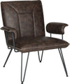 Safavieh Johannes 173''H Mid Century Modern Leather Arm Chair Antique Brown and Black Furniture 