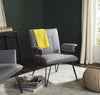 Safavieh Johannes 173''H Mid Century Modern Leather Arm Chair Grey and Black Furniture  Feature