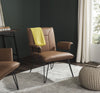 Safavieh Johannes 173''H Mid Century Modern Leather Arm Chair Camel and Black Furniture  Feature