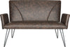Safavieh Johannes Mid Century Modern Leather Settee Antique Brown and Black Furniture main image