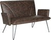 Safavieh Johannes Mid Century Modern Leather Settee Antique Brown and Black Furniture 