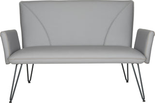 Safavieh Johannes Mid Century Modern Leather Settee Grey and Black Furniture main image