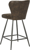 Safavieh Ashby 26''H Mid Century Modern Leather Tufted Swivel Counter Stool Brown and Black Furniture 