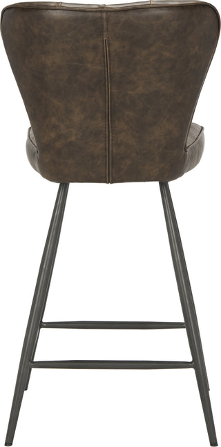 Safavieh Ashby 26''H Mid Century Modern Leather Tufted Swivel Counter Stool Brown and Black Furniture 