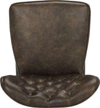 Safavieh Ashby 26''H Mid Century Modern Leather Tufted Swivel Counter Stool Brown and Black Furniture 