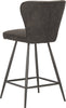 Safavieh Ashby 26''H Mid Century Modern Leather Tufted Swivel Counter Stool Grey and Black Furniture 