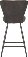 Safavieh Ashby 26''H Mid Century Modern Leather Tufted Swivel Counter Stool Grey and Black Furniture 