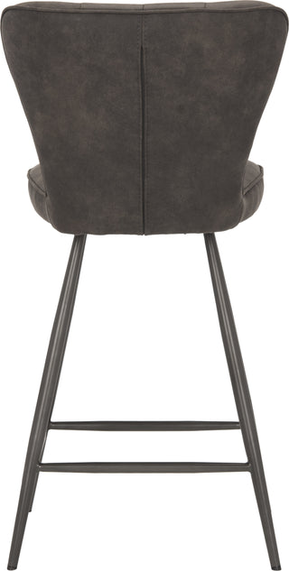 Safavieh Ashby 26''H Mid Century Modern Leather Tufted Swivel Counter Stool Grey and Black Furniture 