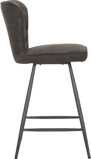 Safavieh Ashby 26''H Mid Century Modern Leather Tufted Swivel Counter Stool Grey and Black Furniture 