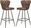 Safavieh Aster 30''H Mid Century Modern Leather Tufted Bar Stool Burgundy and Black Furniture 