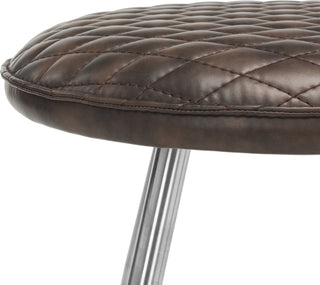 Safavieh Brinley 30''H Mid Century Modern Stool Dark Brown and Silver Furniture 