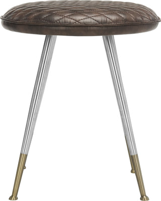 Safavieh Brinley 30''H Mid Century Modern Stool Dark Brown and Silver Furniture main image