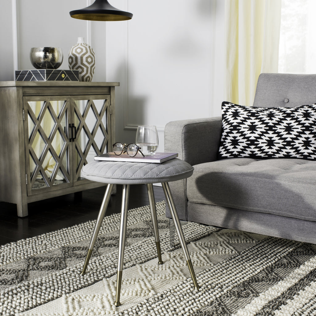 Safavieh Brinley 30''H Mid Century Modern Stool Light Grey and Silver Furniture  Feature