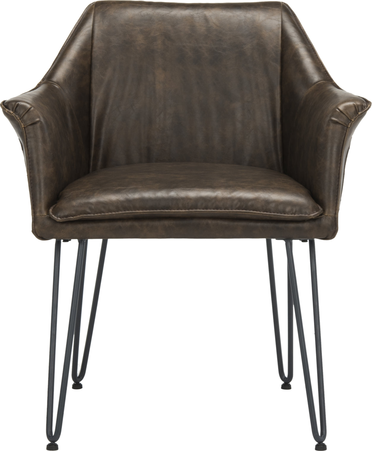 Safavieh Esme 19''H Mid Century Modern Leather Dining Chair Dark Brown and Black Furniture main image