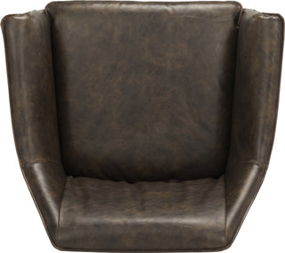 Safavieh Esme 19''H Mid Century Modern Leather Dining Chair Dark Brown and Black Furniture 