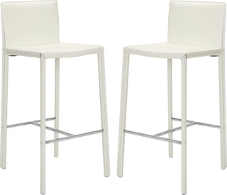 Safavieh Jason 30'' Bar Stool (SET Of 2) White and Chrome Furniture 