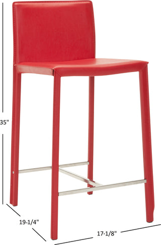 Safavieh Jason 24'' Counter Stool (SET Of 2) Red and Chrome Furniture 