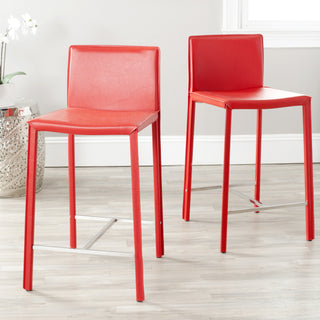 Safavieh Jason 24'' Counter Stool (SET Of 2) Red and Chrome Furniture 