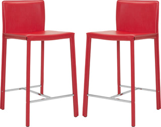 Safavieh Jason 24'' Counter Stool (SET Of 2) Red and Chrome Furniture 