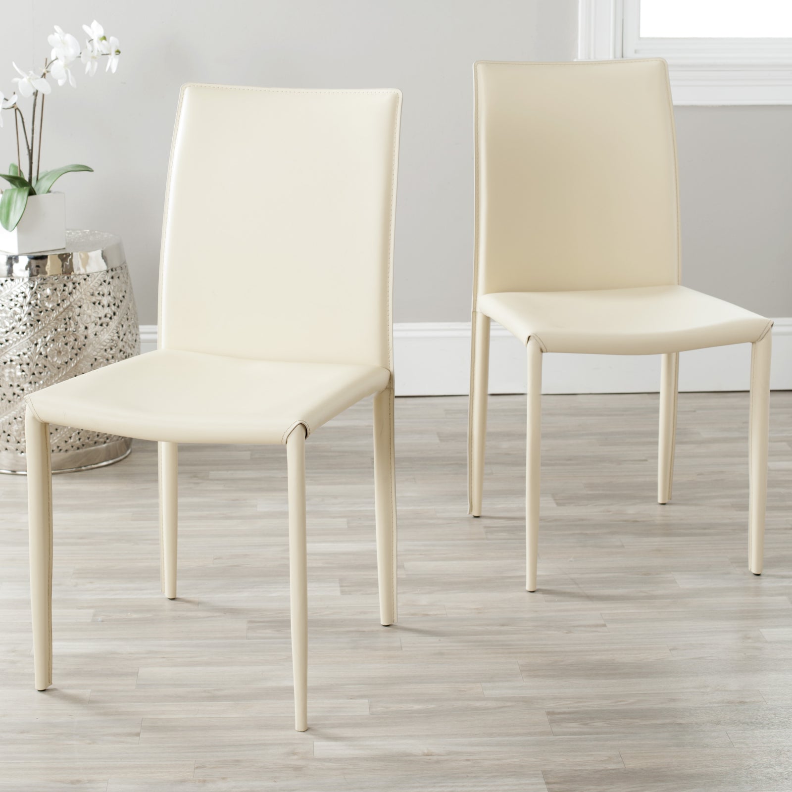 Cream and best sale wood dining chairs