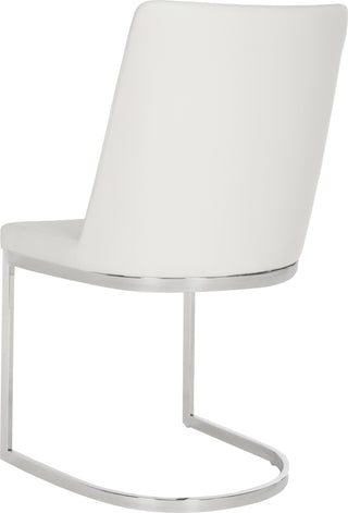 Safavieh Parkston 18''H Leather Side Chair White and Chrome Furniture 