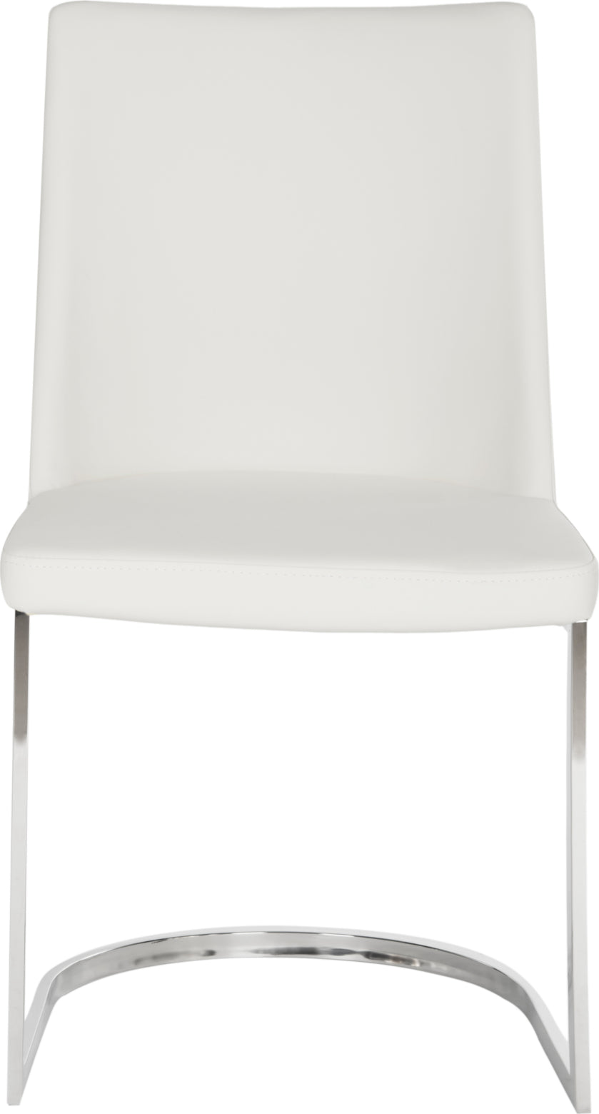 Safavieh Parkston 18''H Leather Side Chair White and Chrome Furniture main image