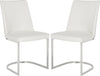 Safavieh Parkston 18''H Leather Side Chair White and Chrome Furniture 