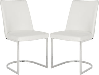 Safavieh Parkston 18''H Leather Side Chair White and Chrome Furniture 