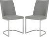 Safavieh Parkston 18''H Linen Side Chair Grey and Chrome Furniture 