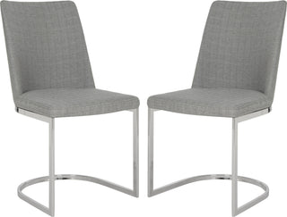 Safavieh Parkston 18''H Linen Side Chair Grey and Chrome Furniture 