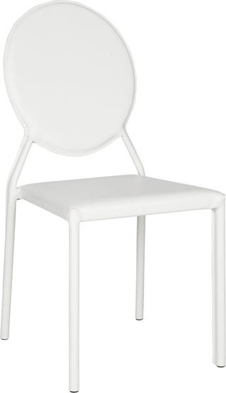 Safavieh Warner 37''H Round Back Leather Side Chair White Furniture 