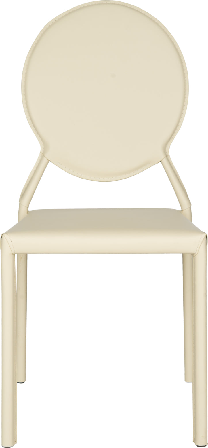 Safavieh Warner 37''H Round Back Leather Side Chair Buttercream Furniture main image