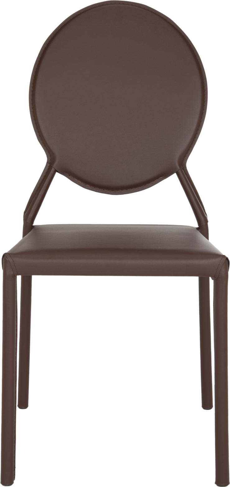 Safavieh Warner 37''H Round Back Leather Side Chair Brown Furniture main image