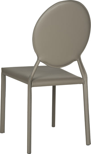 Safavieh Warner 37''H Round Back Leather Side Chair Grey Furniture 