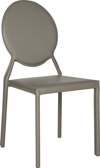 Safavieh Warner 37''H Round Back Leather Side Chair Grey Furniture 