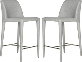 Safavieh Garretson Counter Stool Grey Linen and Chrome Furniture 