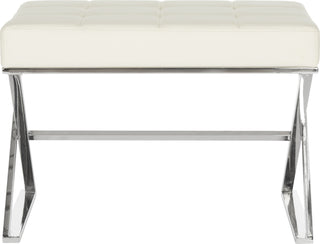 Safavieh Micha Ottoman Creme and Chrome Furniture main image