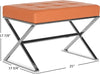 Safavieh Micha Ottoman Orange and Chrome Furniture 