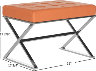 Safavieh Micha Ottoman Orange and Chrome Furniture 