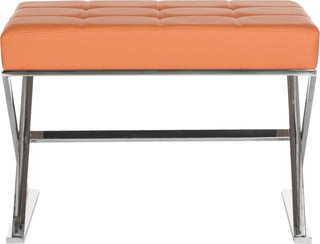 Safavieh Micha Ottoman Orange and Chrome Furniture main image