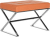 Safavieh Micha Ottoman Orange and Chrome Furniture 
