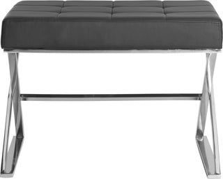 Safavieh Micha Ottoman Black and Chrome Furniture main image